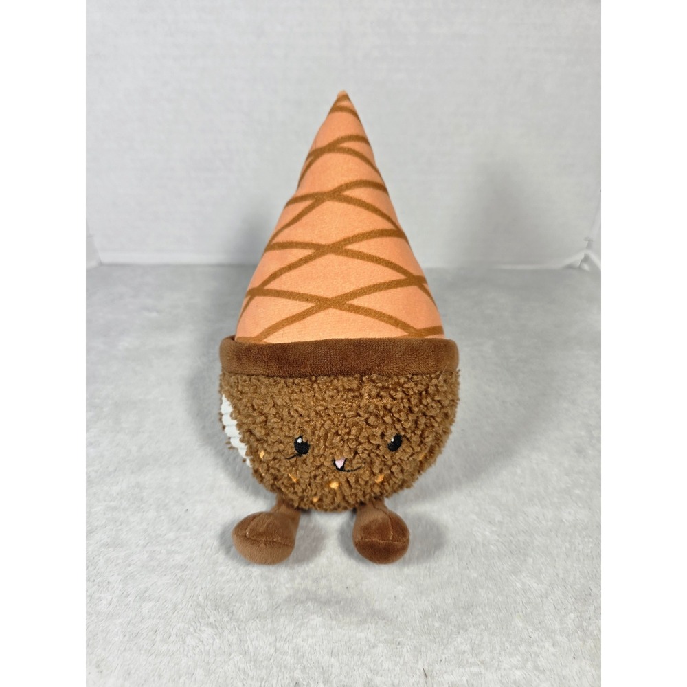Giggle Scape Ice Cream Cone Plush Brown Orange Waffle Cone Stuffed Toy